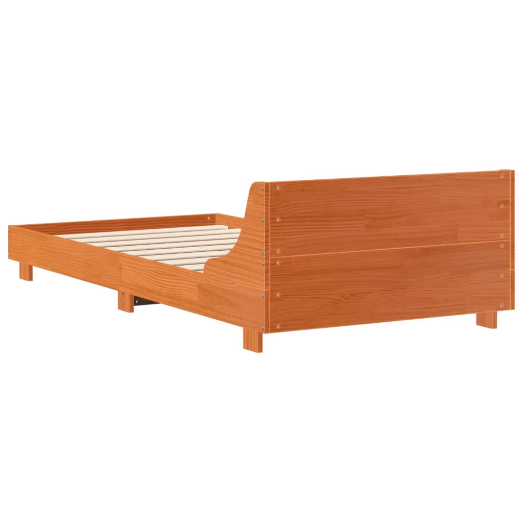 Bed Frame without Mattress Wax Brown 90x200 cm Solid Wood Pine