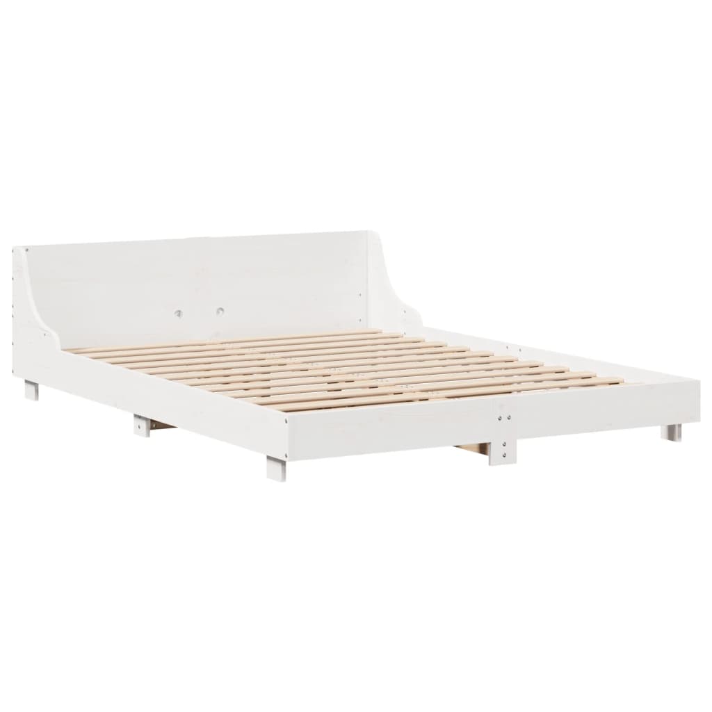 Bed Frame without Mattress White 140x190 cm Solid Wood Pine