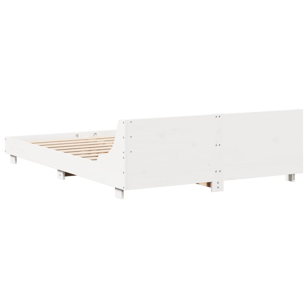 Rustic Wooden Double Size 135cm Bed Frame Base With Headboard
