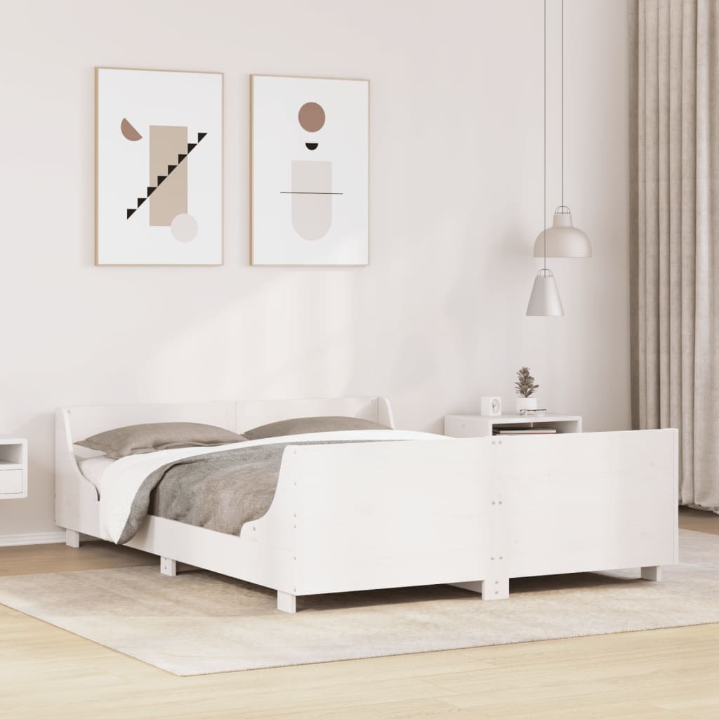 Bed Frame without Mattress White 120x190 cm Small Double Solid Wood Pine
