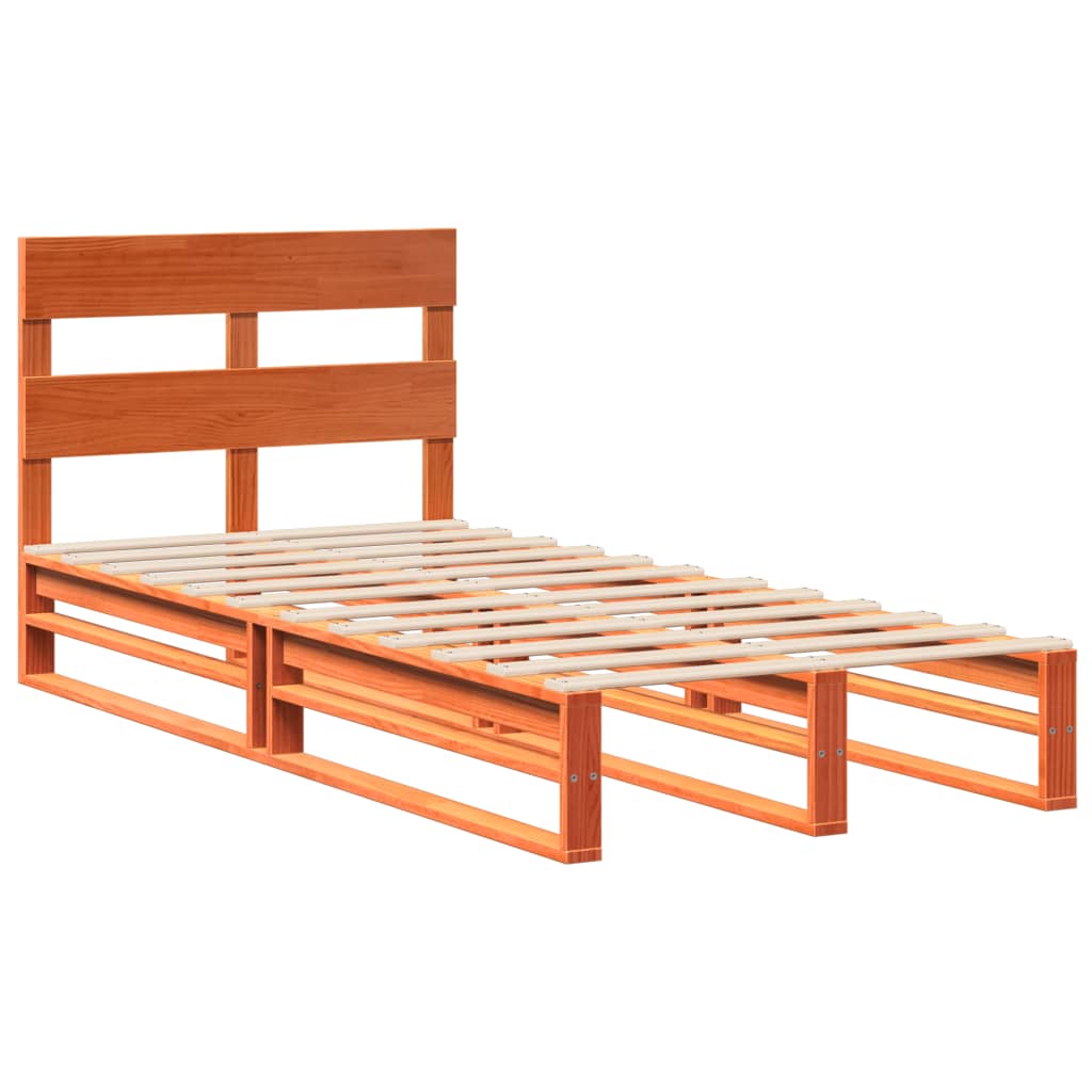 Bed Frame without Mattress Wax Brown 100x200 cm Solid Wood Pine
