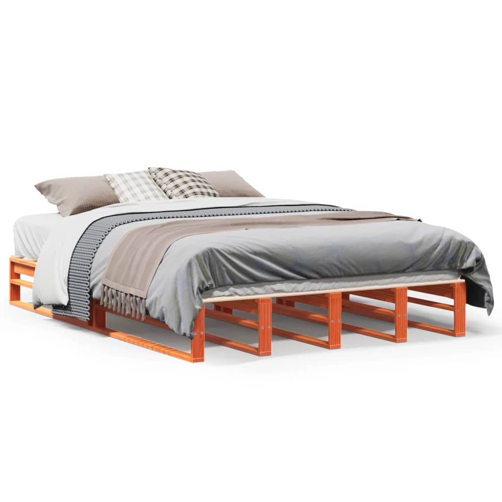 Bed Frame without Mattress Wax Brown 120x200 cm Solid Wood Pine