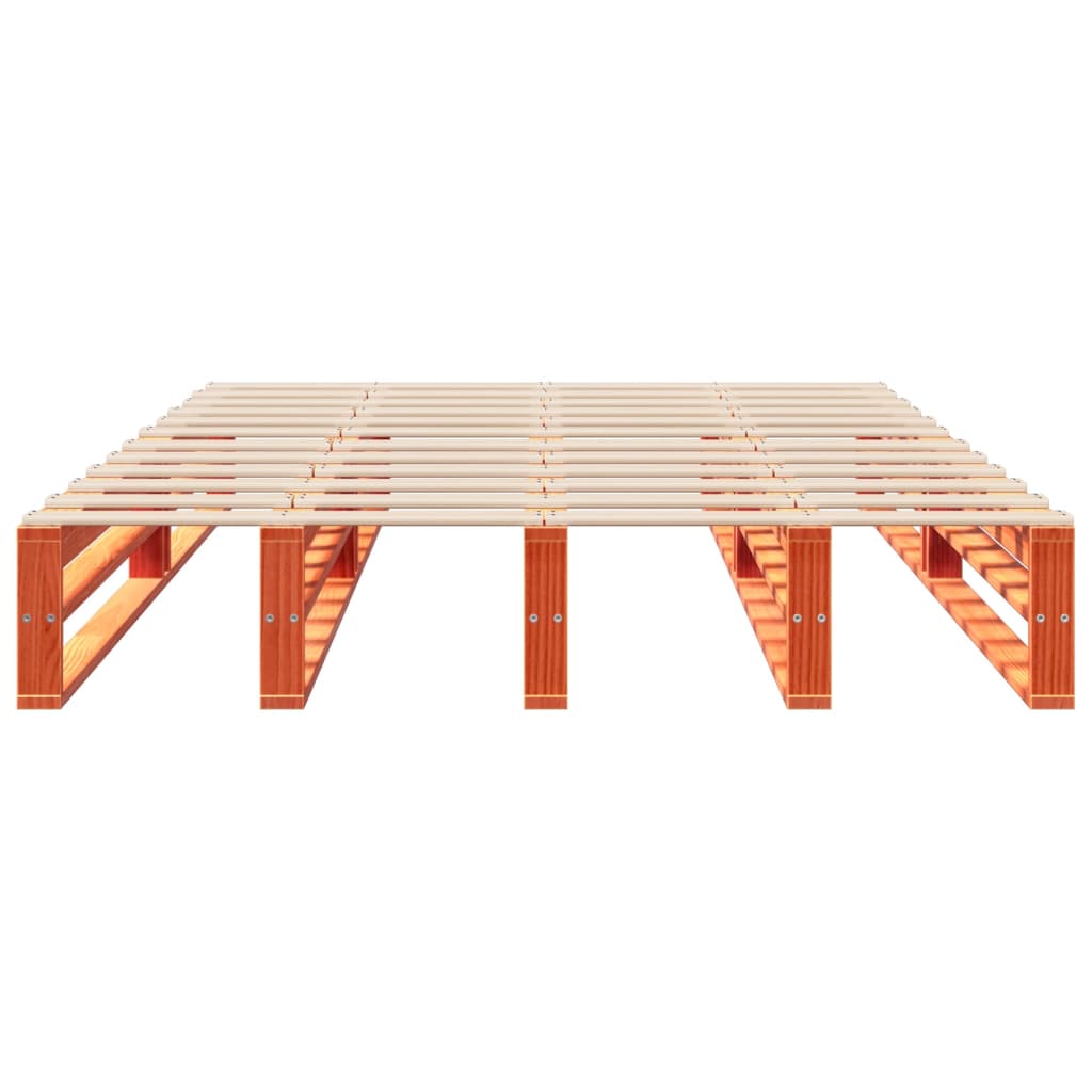 Bed Frame without Mattress Wax Brown 160x200 cm Solid Wood Pine