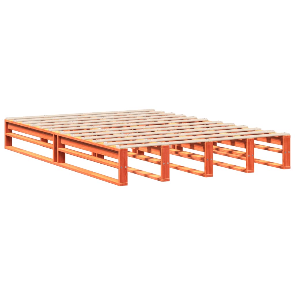 Bed Frame without Mattress Wax Brown 160x200 cm Solid Wood Pine