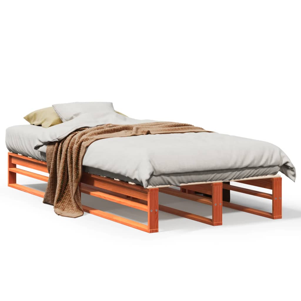 Bed Frame without Mattress Wax Brown 90x190 cm Single Solid Wood Pine