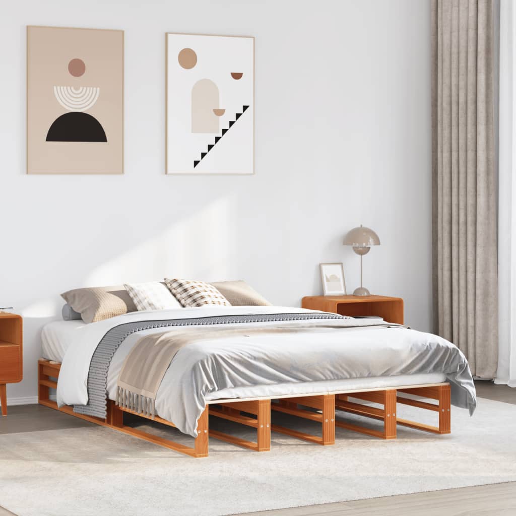 Bed Frame without Mattress Wax Brown 120x190 cm Small Double Solid Wood Pine