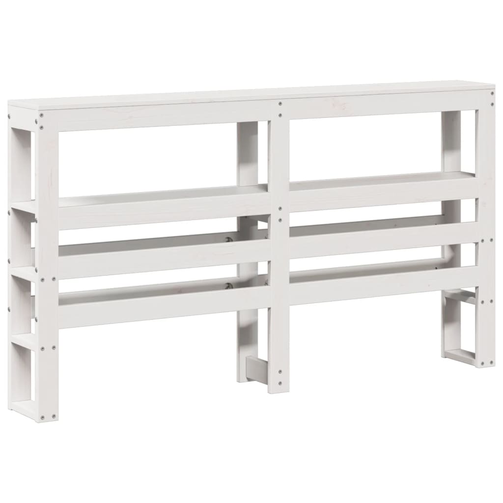 Headboard with Shelves White 160 cm Solid Wood Pine