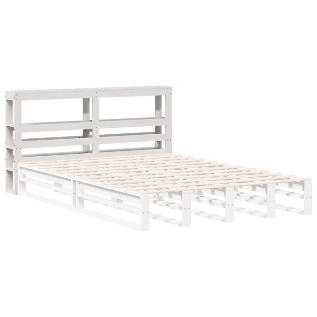 Headboard with Shelves White 160 cm Solid Wood Pine