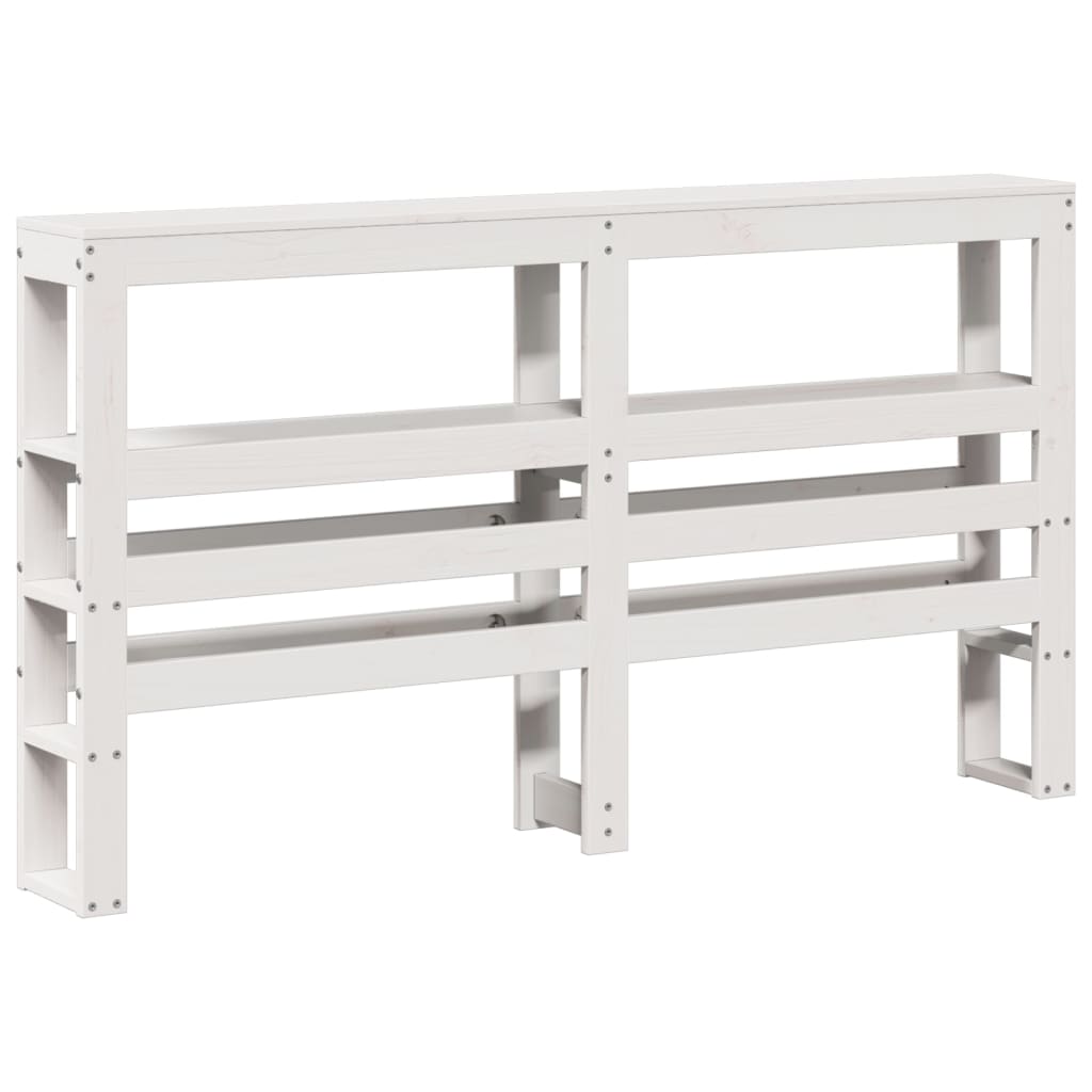 Headboard with Shelves White 135 cm Solid Wood Pine