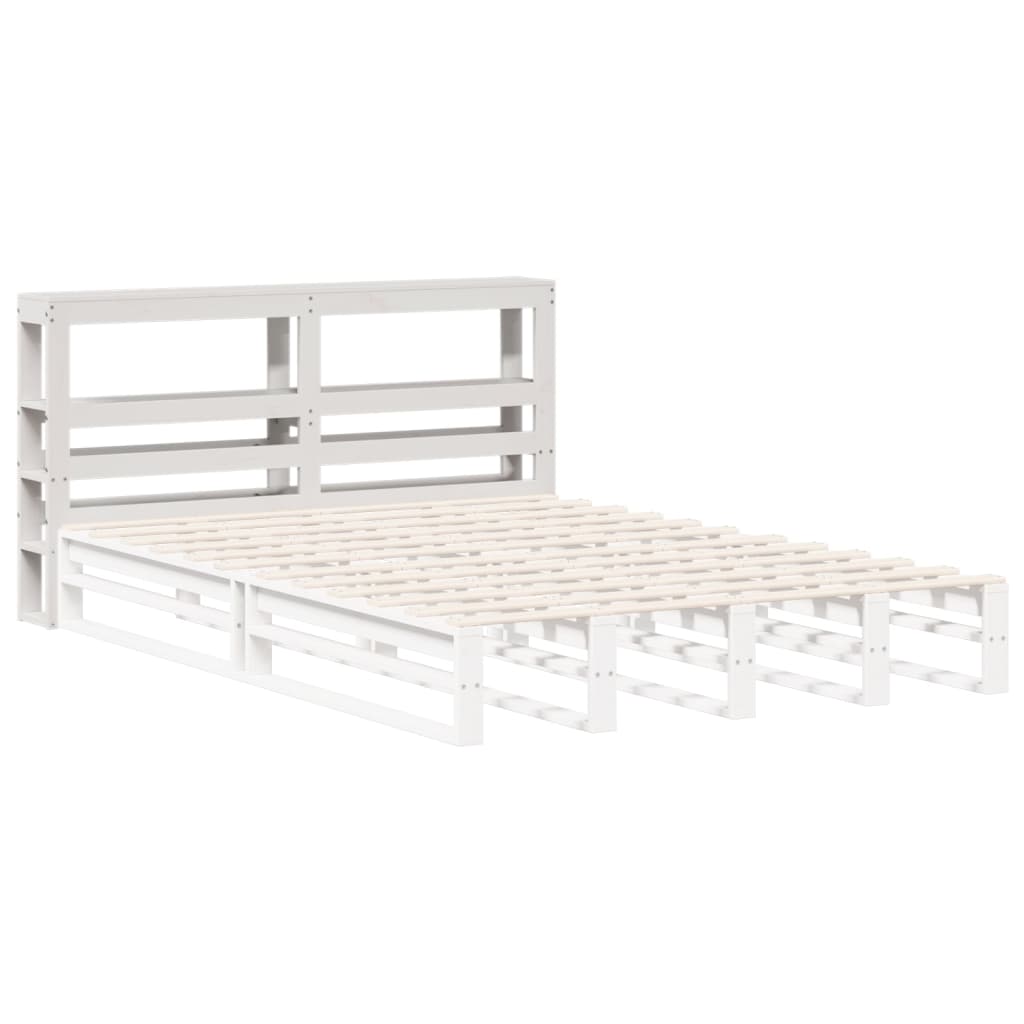 Headboard with Shelves White 135 cm Solid Wood Pine