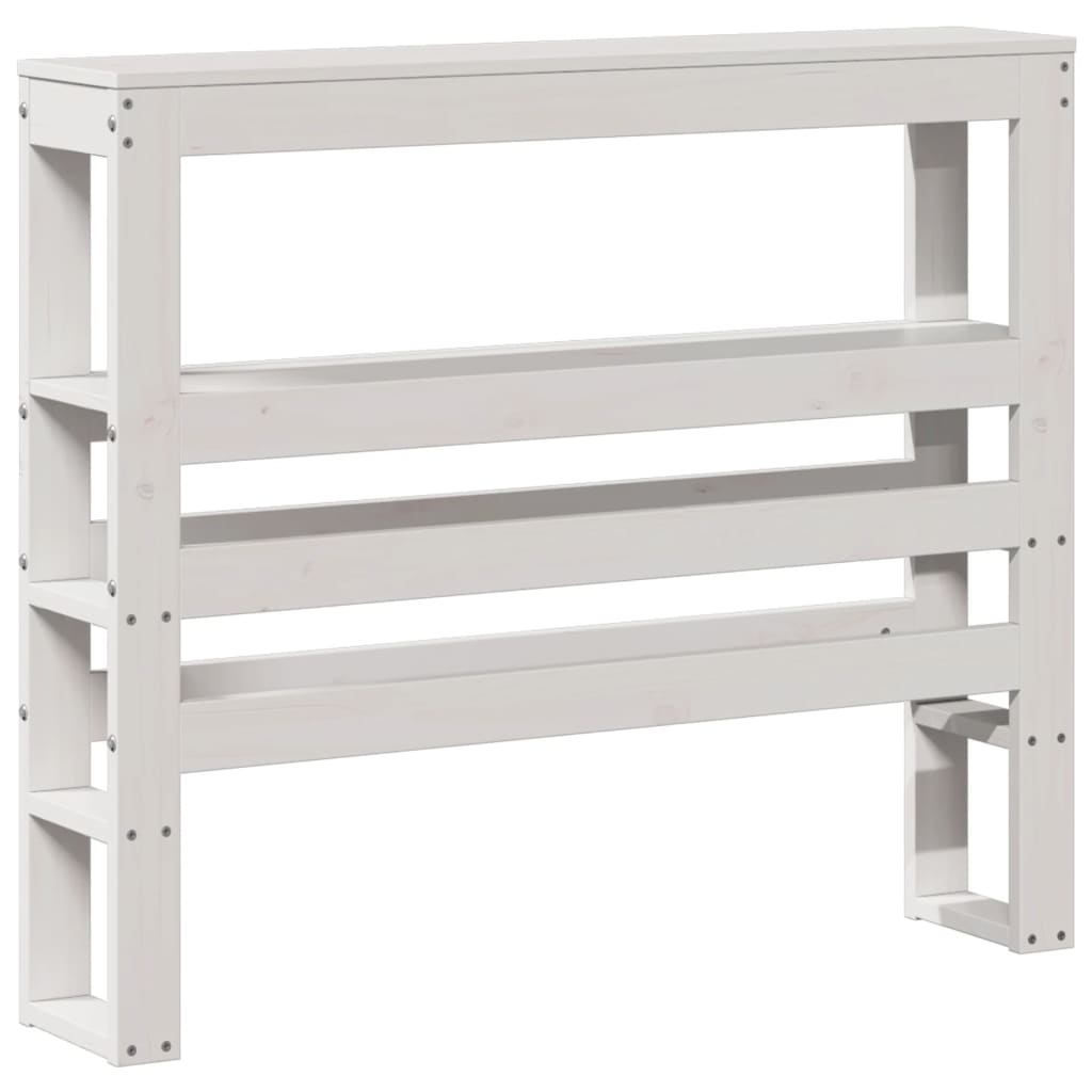 Headboard with Shelves White 90 cm Solid Wood Pine