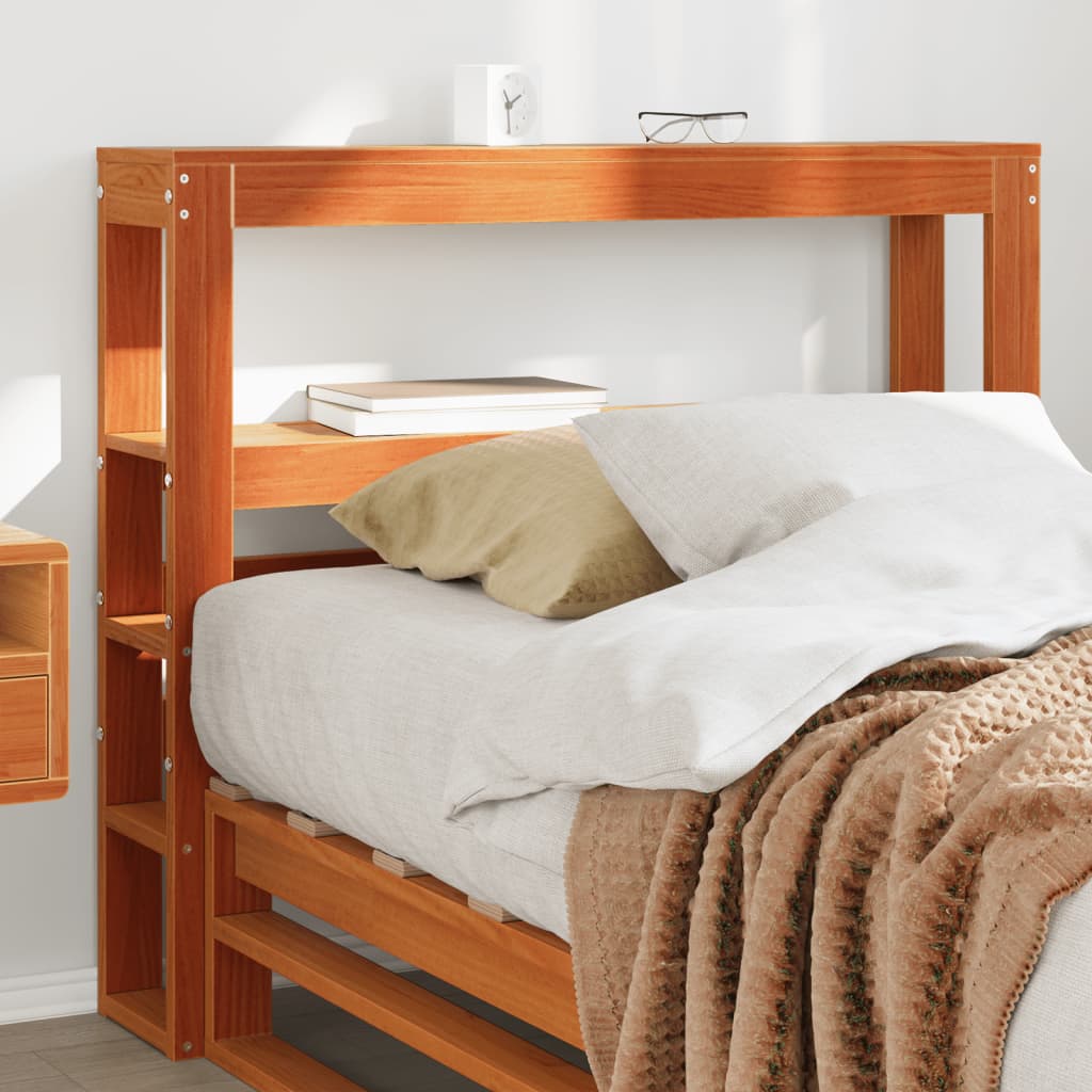 Headboard with Shelves Wax Brown 90 cm Solid Wood Pine