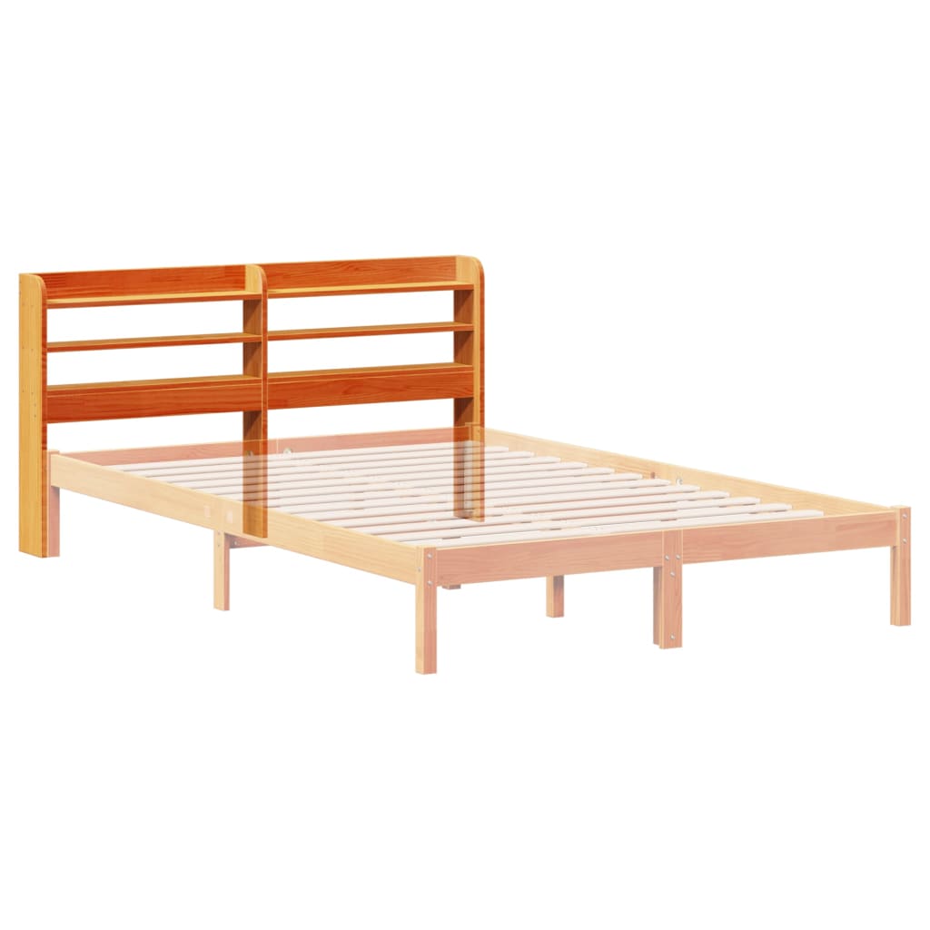 Headboard with Shelves Wax Brown 160 cm Solid Wood Pine