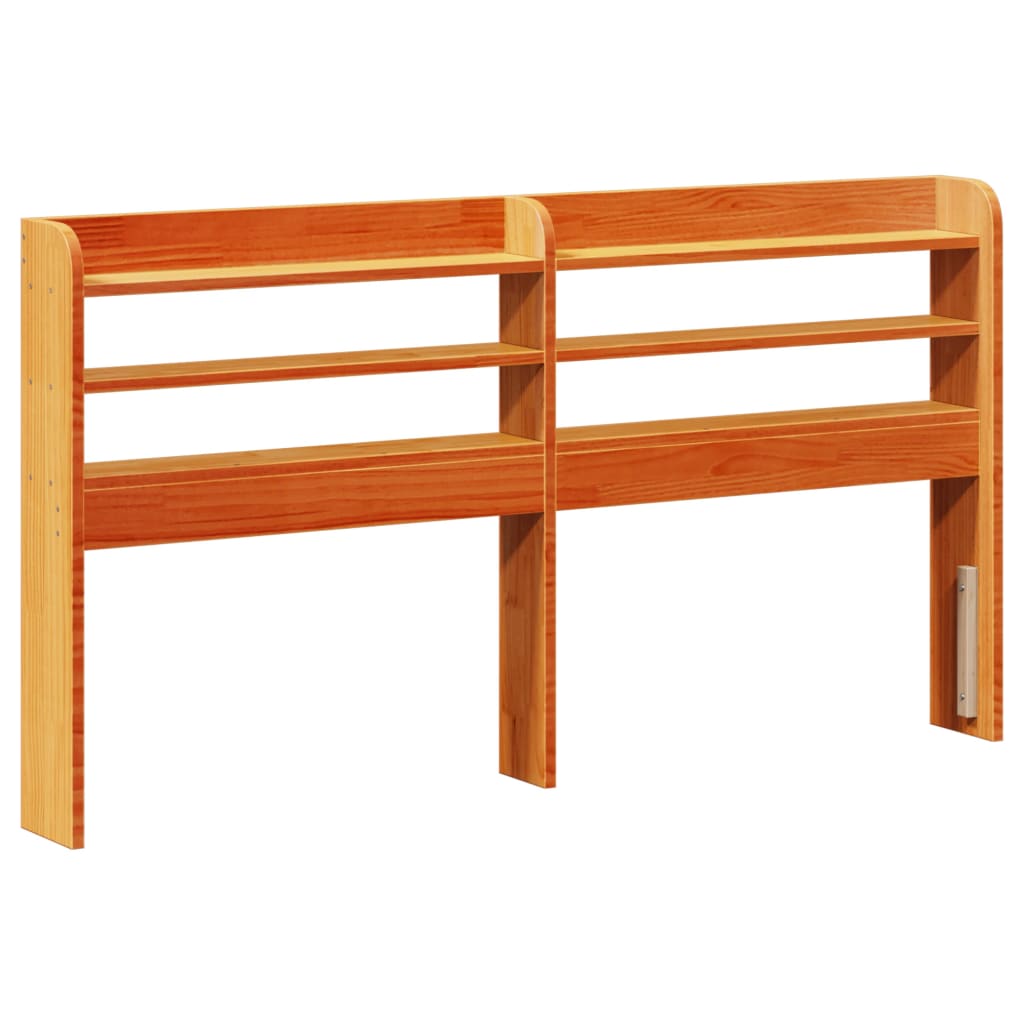 Headboard with Shelves Wax Brown 150 cm Solid Wood Pine