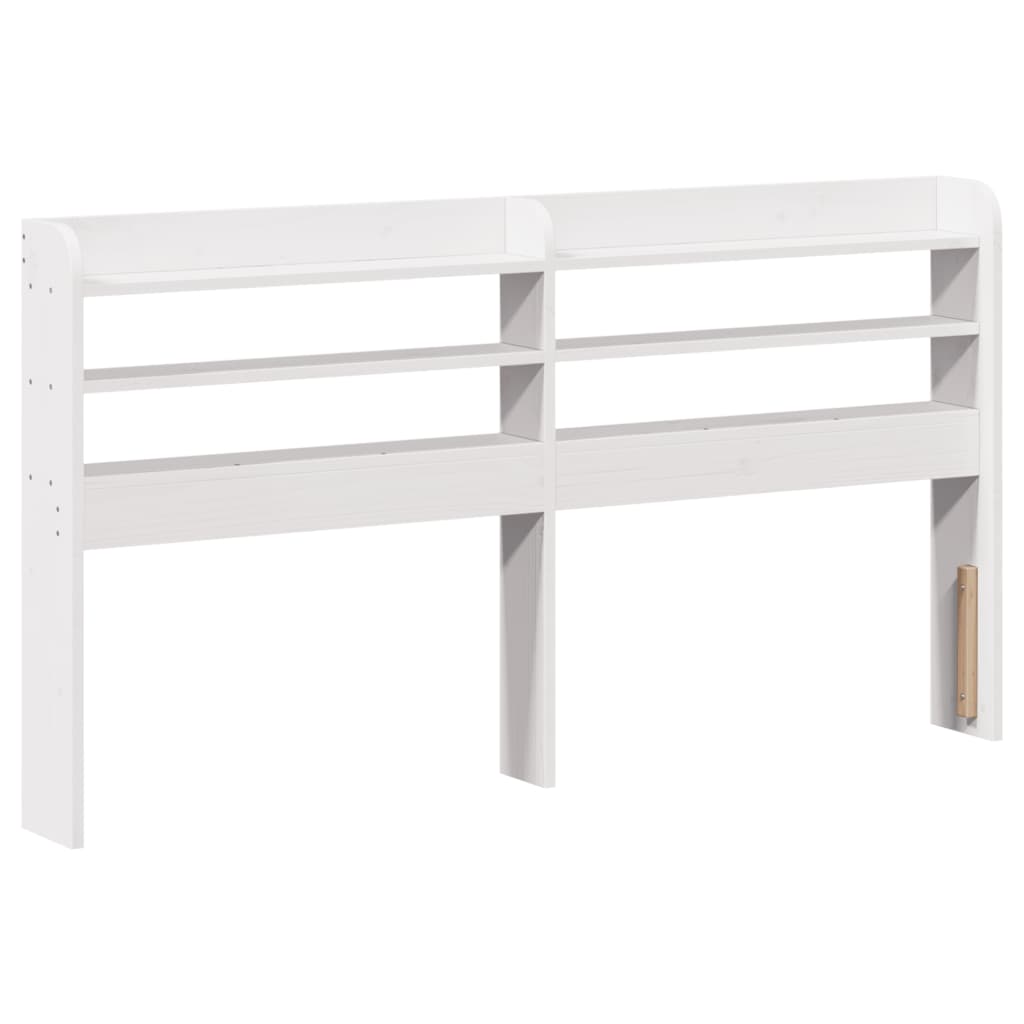 Headboard with Shelves White 140 cm Solid Wood Pine