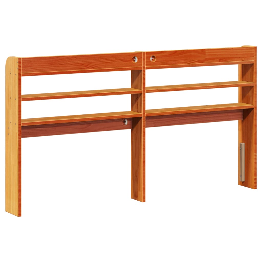 Headboard with Shelves Wax Brown 140 cm Solid Wood Pine