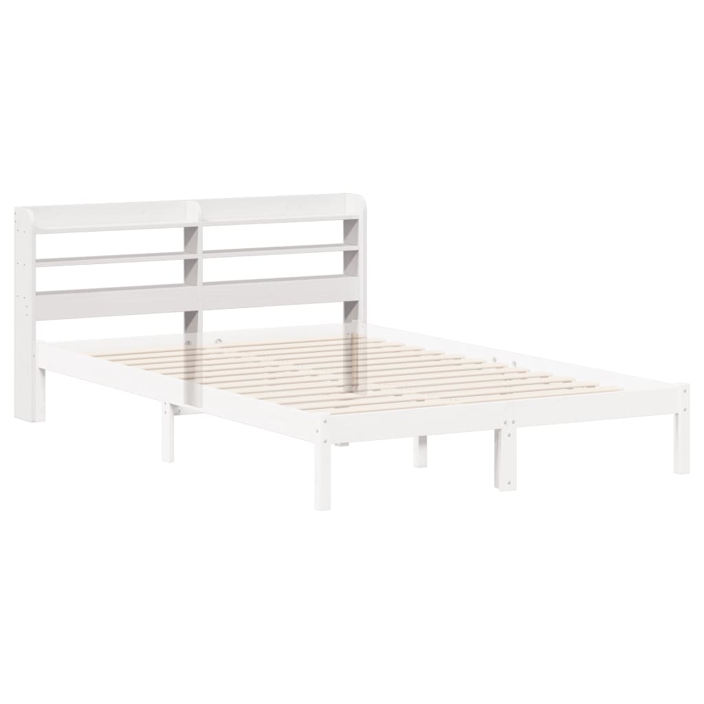 Headboard with Shelves White 135 cm Solid Wood Pine