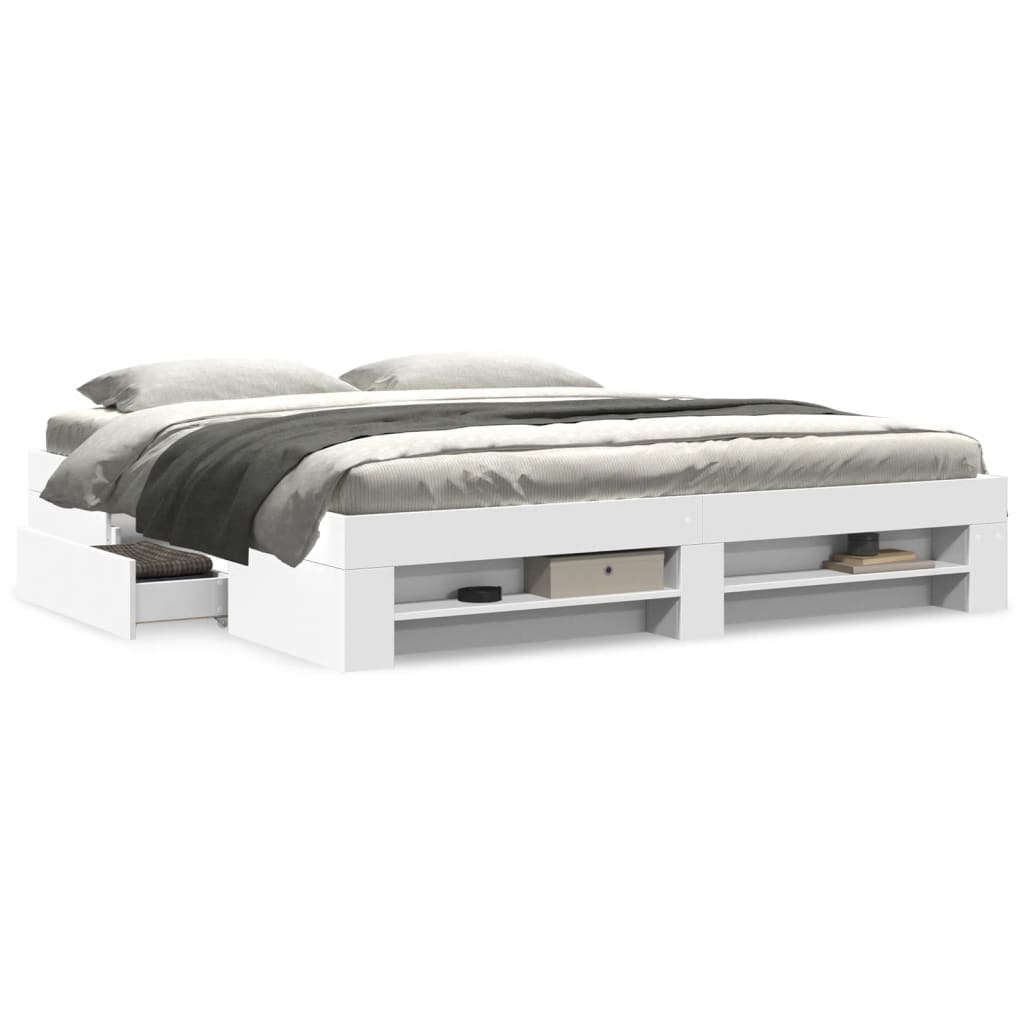 Modern Wooden Super King Size 180cm Bed Frame Base With Drawers & Storage Compartments