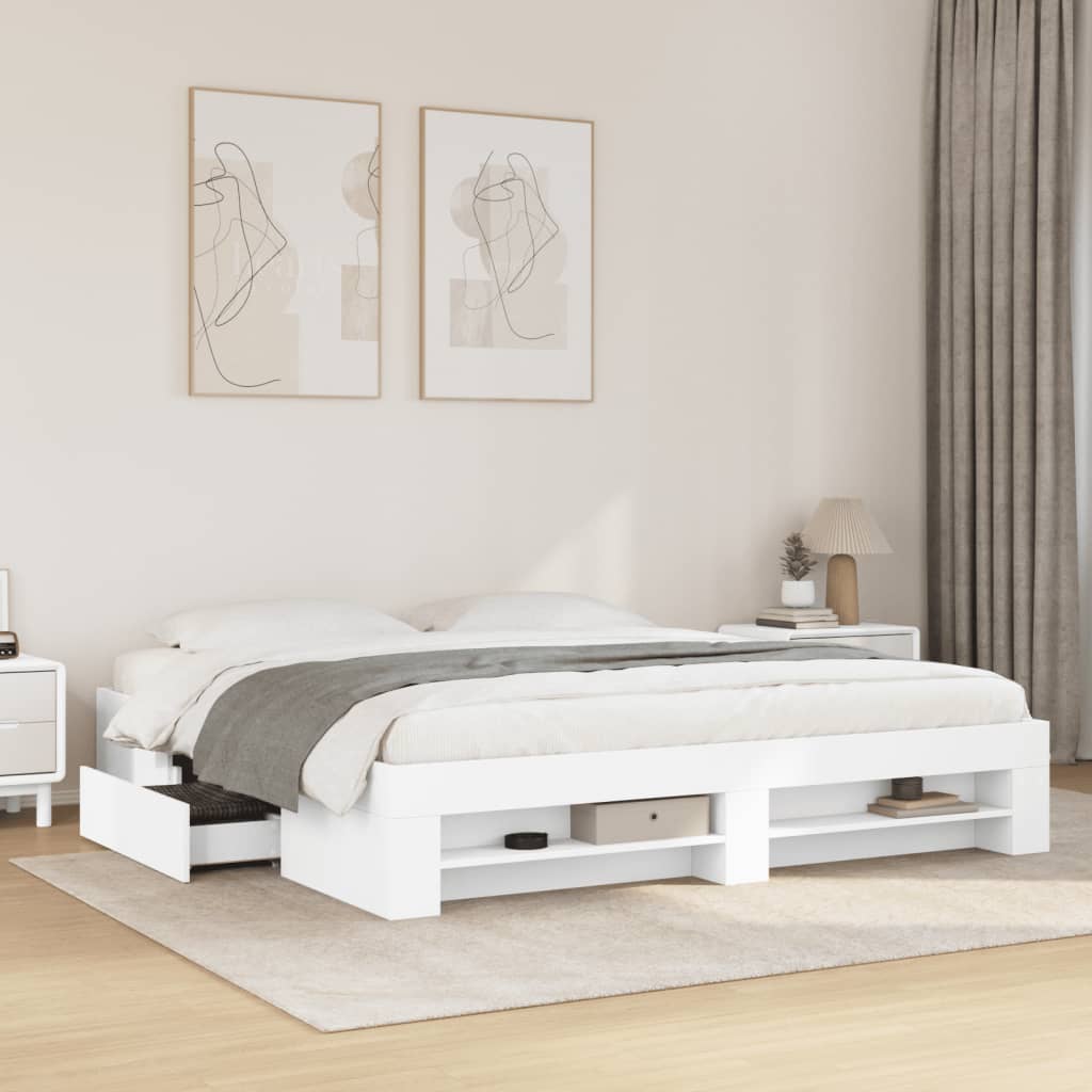 Modern Wooden Super King Size 180cm Bed Frame Base With Drawers & Storage Compartments