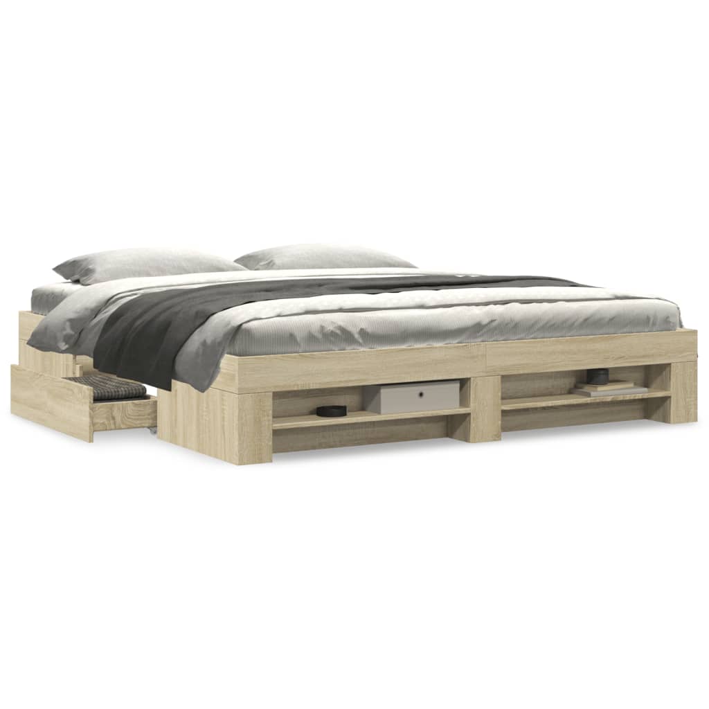 Modern Wooden Super King Size 180cm Bed Frame Base With Drawers & Storage Compartments