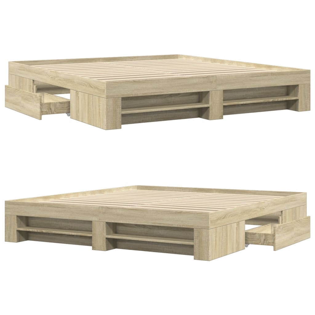 Modern Wooden Super King Size 180cm Bed Frame Base With Drawers & Storage Compartments