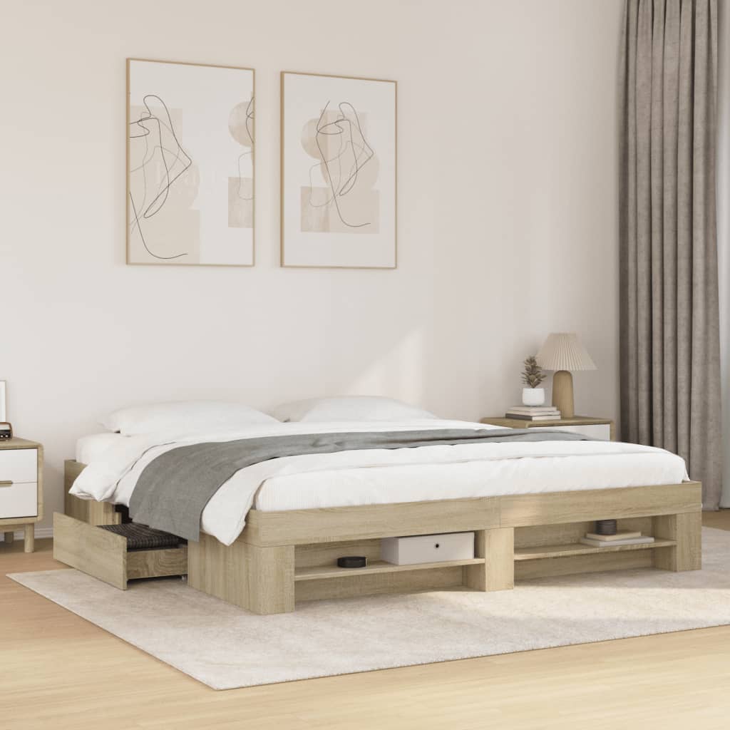 Modern Wooden Super King Size 180cm Bed Frame Base With Drawers & Storage Compartments