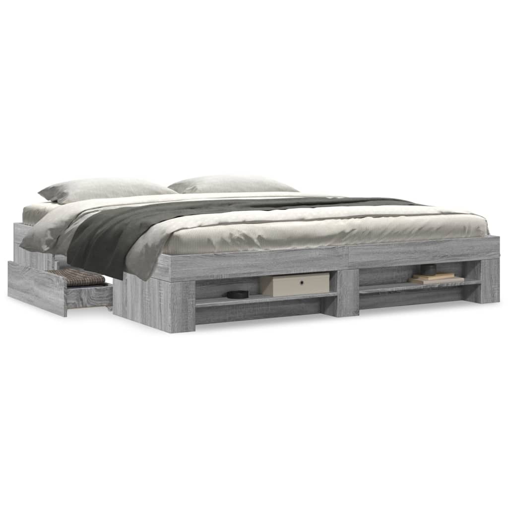 Modern Wooden Super King Size 180cm Bed Frame Base With Drawers & Storage Compartments