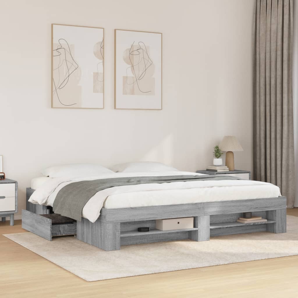 Modern Wooden Super King Size 180cm Bed Frame Base With Drawers & Storage Compartments