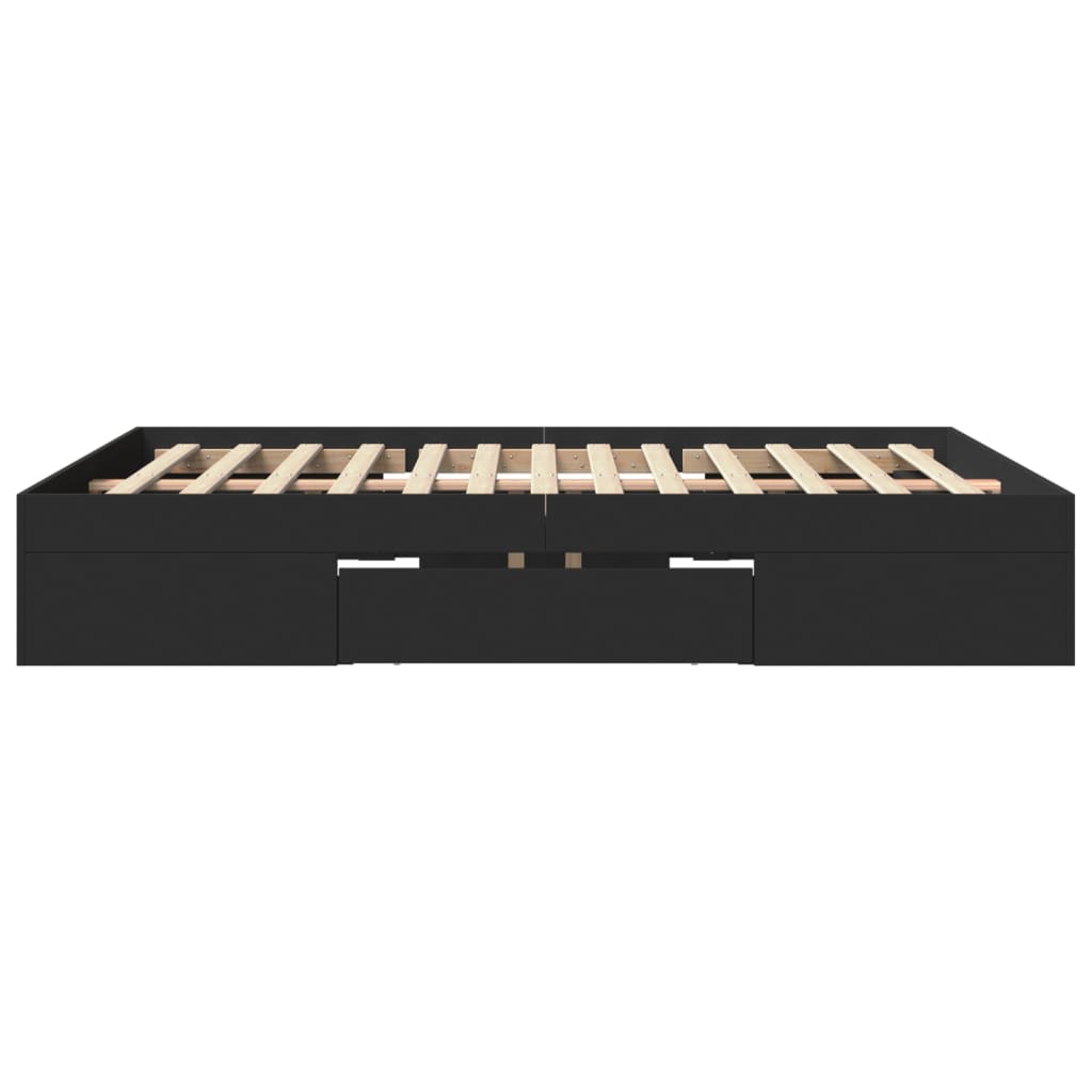 Bed Frame without Mattress Black 150x200 cm King Size Engineered Wood
