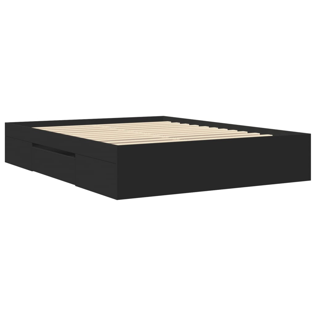 Modern Wooden King Size 150cm Bed Fame Base With Drawers & Storage Compartments