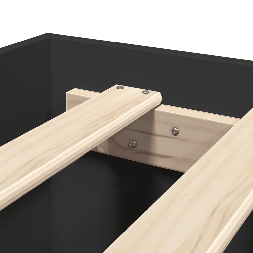 Bed Frame without Mattress Black 150x200 cm King Size Engineered Wood