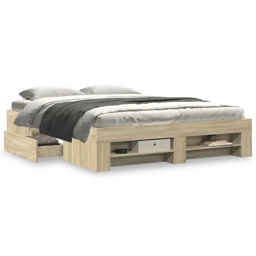 Modern Wooden King Size 150cm Bed Fame Base With Drawers & Storage Compartments