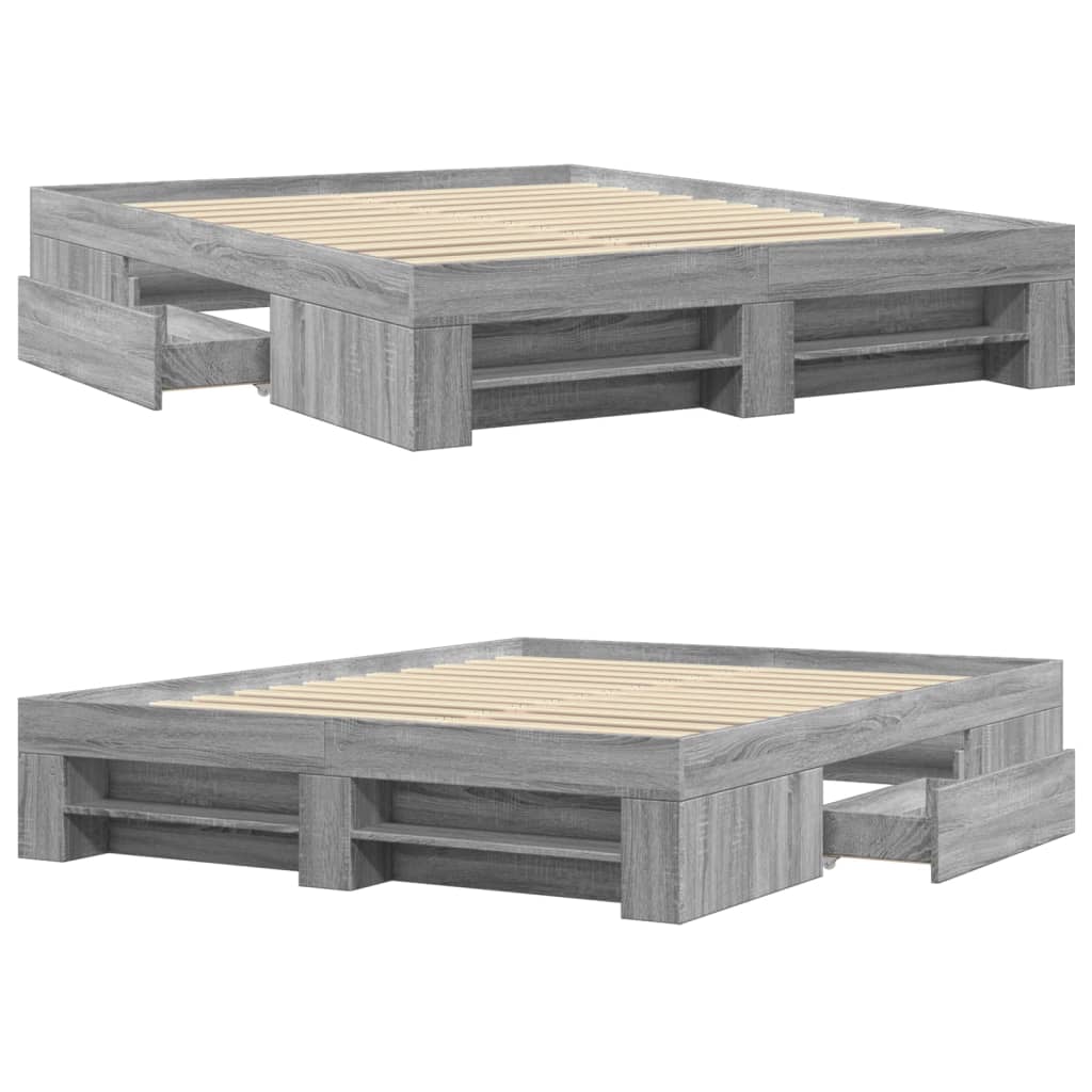 Modern Wooden King Size 150cm Bed Fame Base With Drawers & Storage Compartments