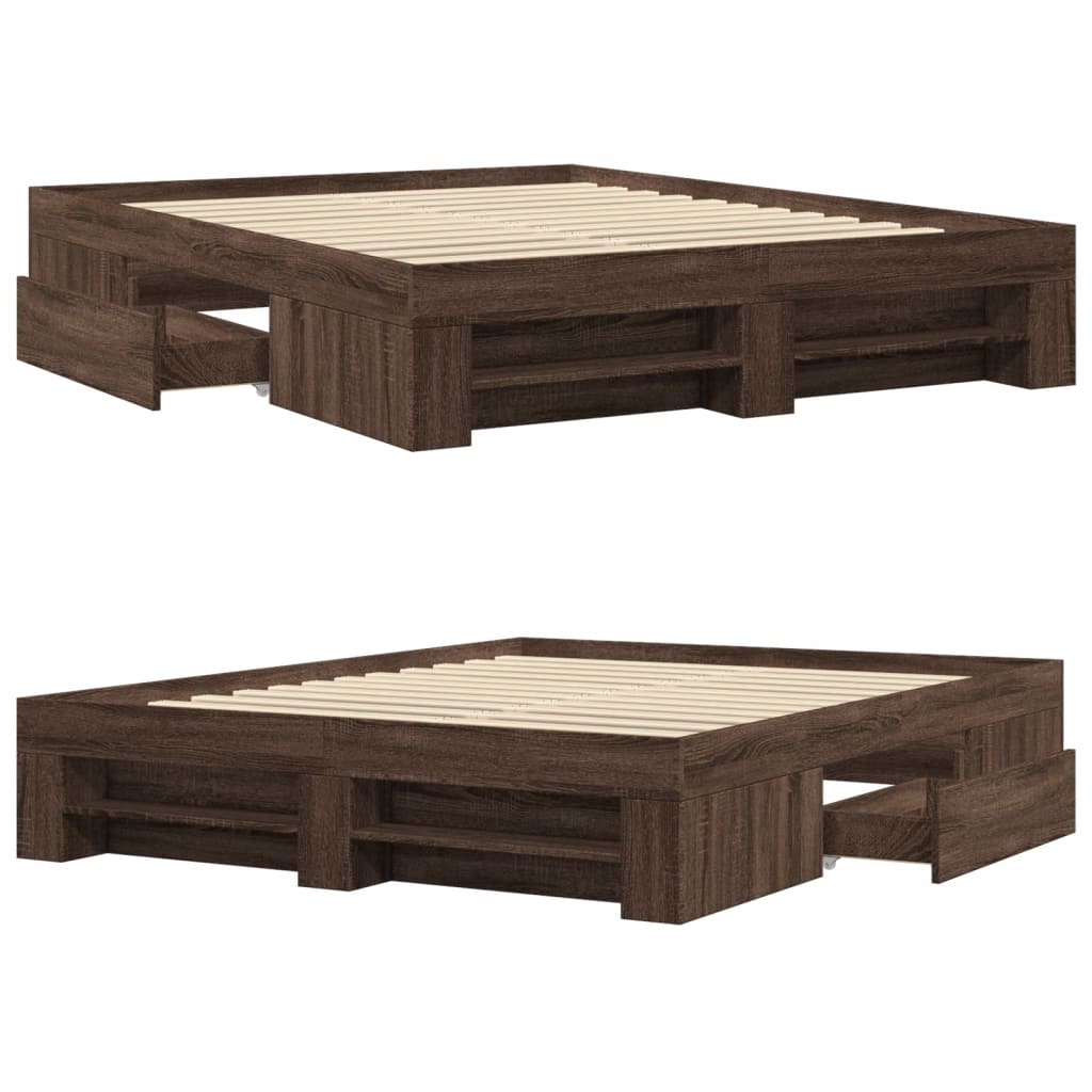 Modern Wooden King Size 150cm Bed Fame Base With Drawers & Storage Compartments