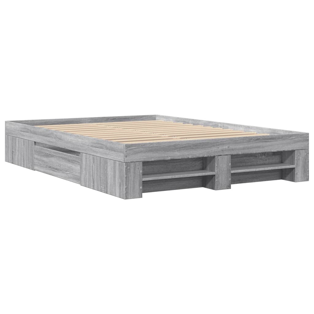 Bed Frame without Mattress Grey Sonoma 140x200 cm Engineered Wood