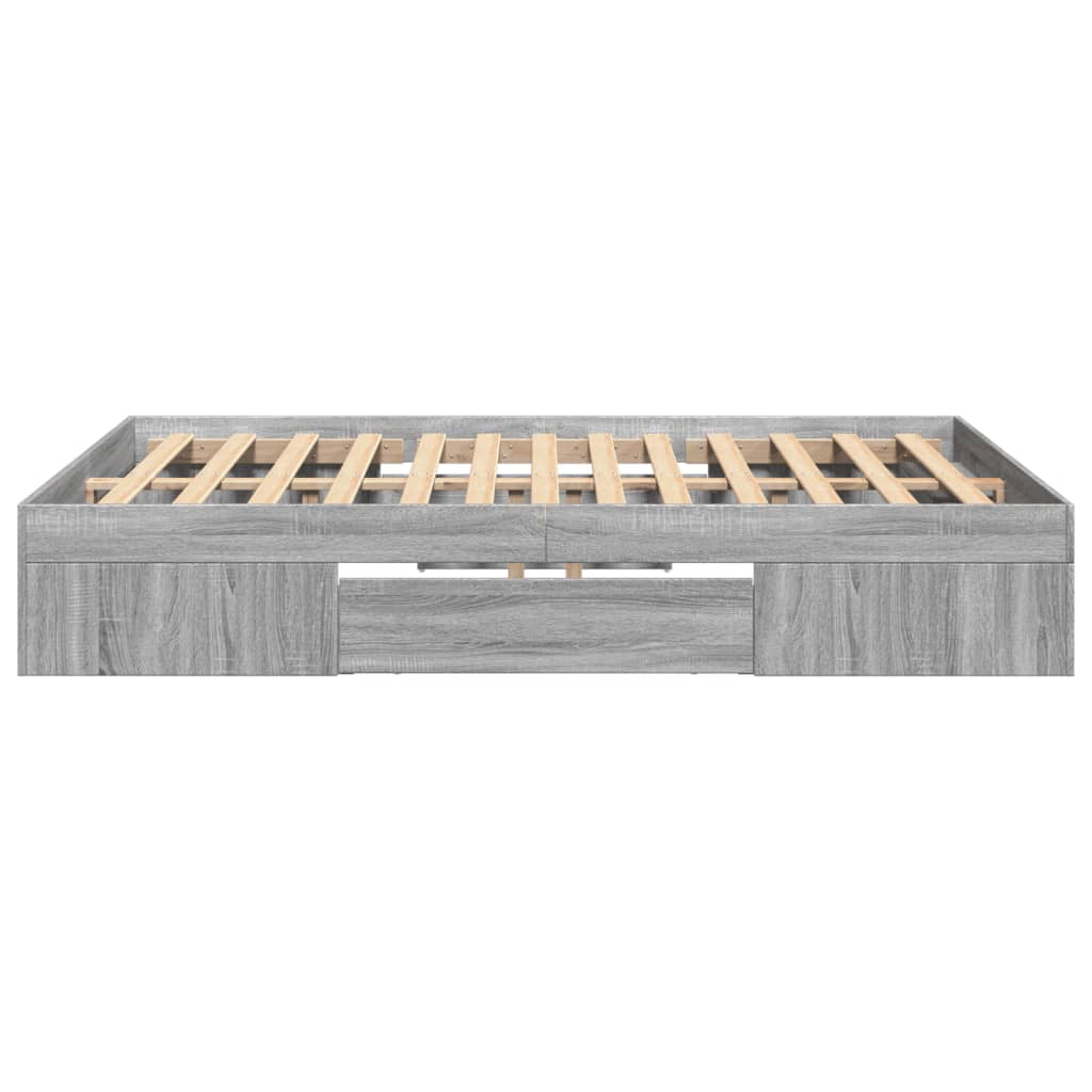 Bed Frame without Mattress Grey Sonoma 140x200 cm Engineered Wood