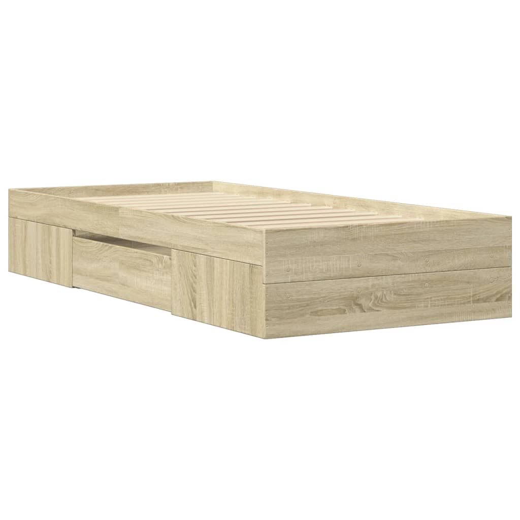 Bed Frame without Mattress Sonoma Oak 100x200 cm Engineered Wood