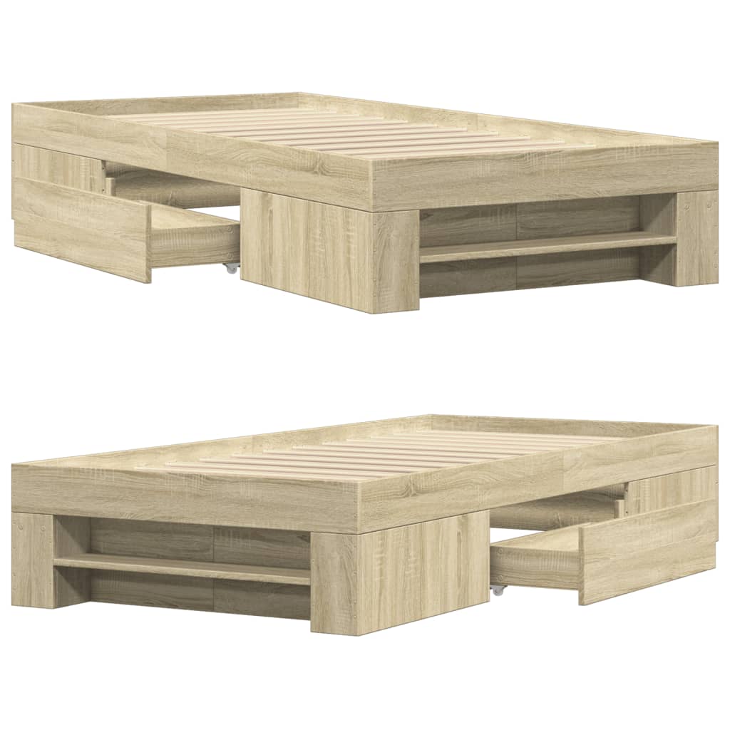 Bed Frame without Mattress Sonoma Oak 100x200 cm Engineered Wood