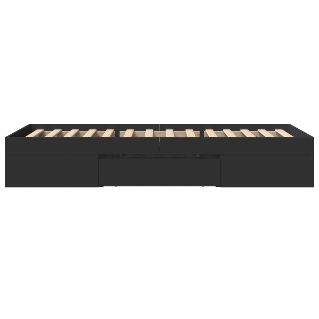 Bed Frame without Mattress Black 90x200 cm Engineered Wood