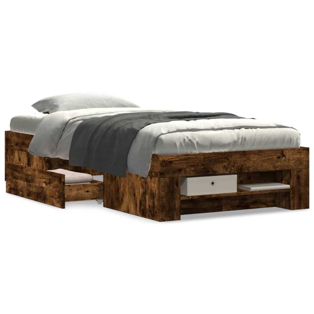 Bed Frame without Mattress Smoked Oak 90x200 cm Engineered Wood