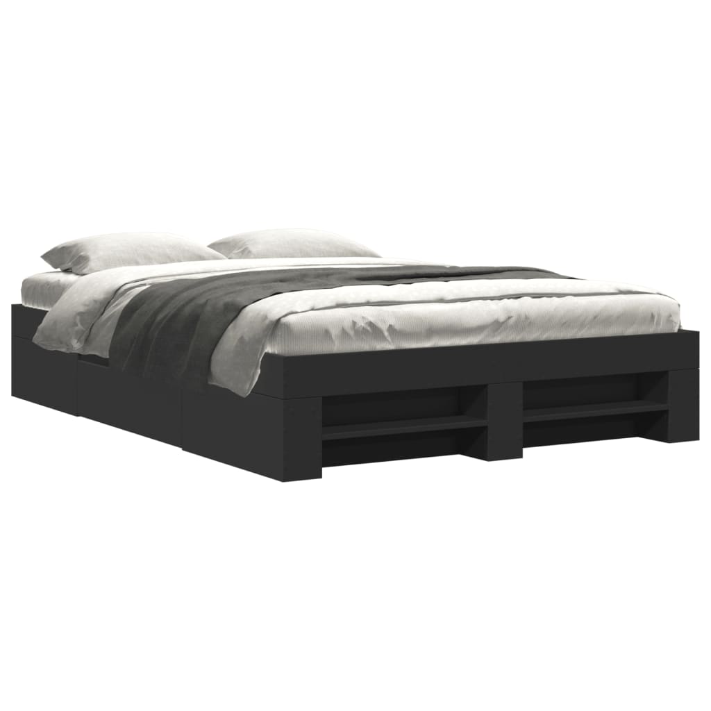 Bed Frame without Mattress Black 140x190 cm Engineered Wood