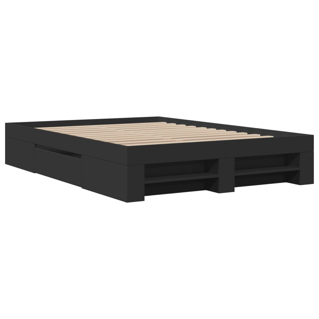Bed Frame without Mattress Black 140x190 cm Engineered Wood