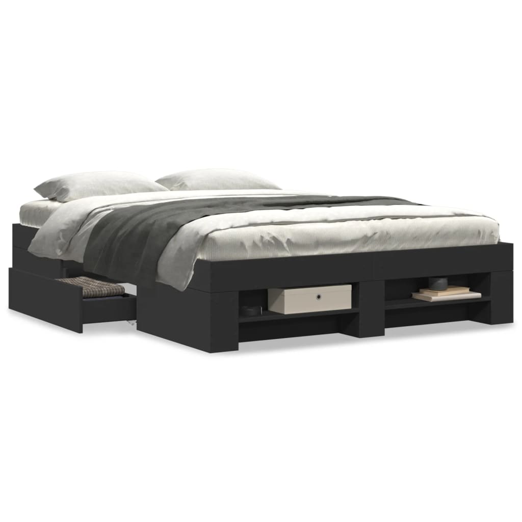 Bed Frame without Mattress Black 140x190 cm Engineered Wood