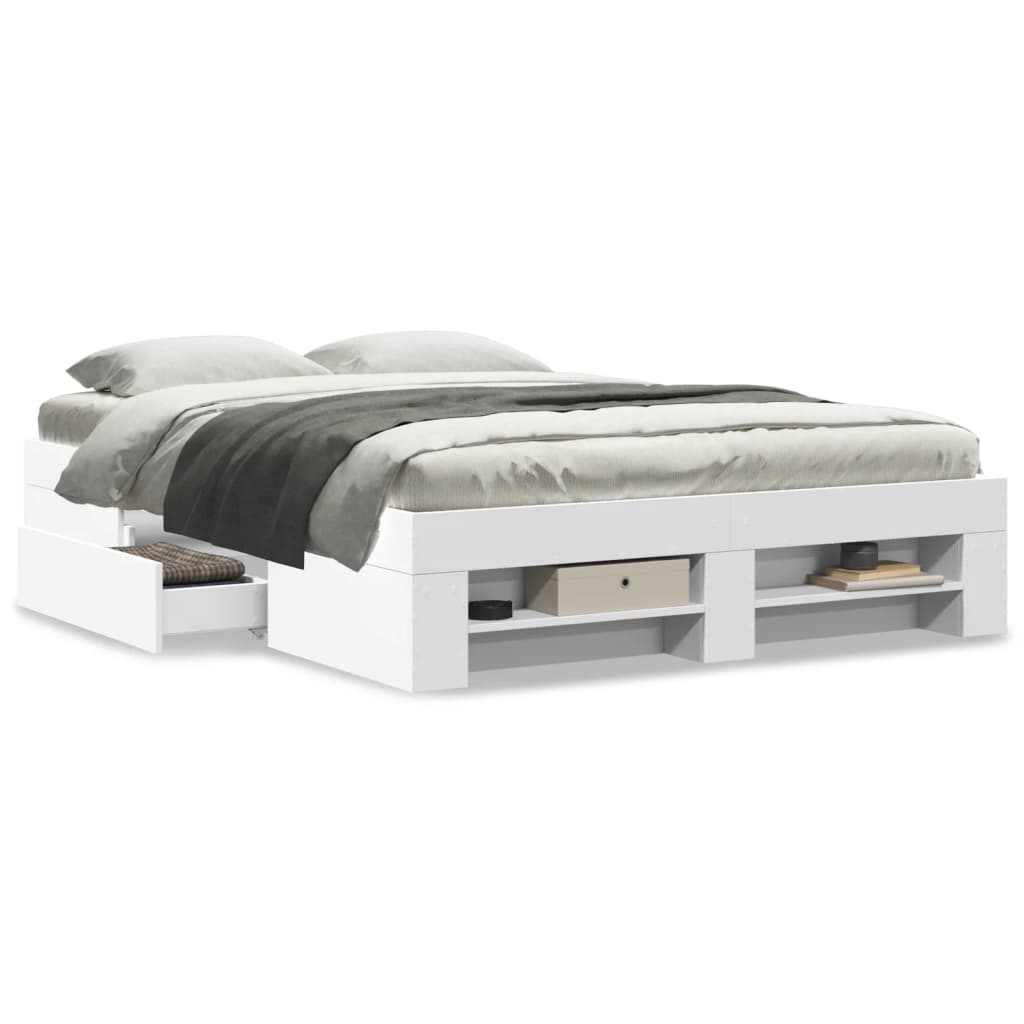 Modern Wooden Double Size 135cm Bed Frame Base With Drawers & Storage Compartments
