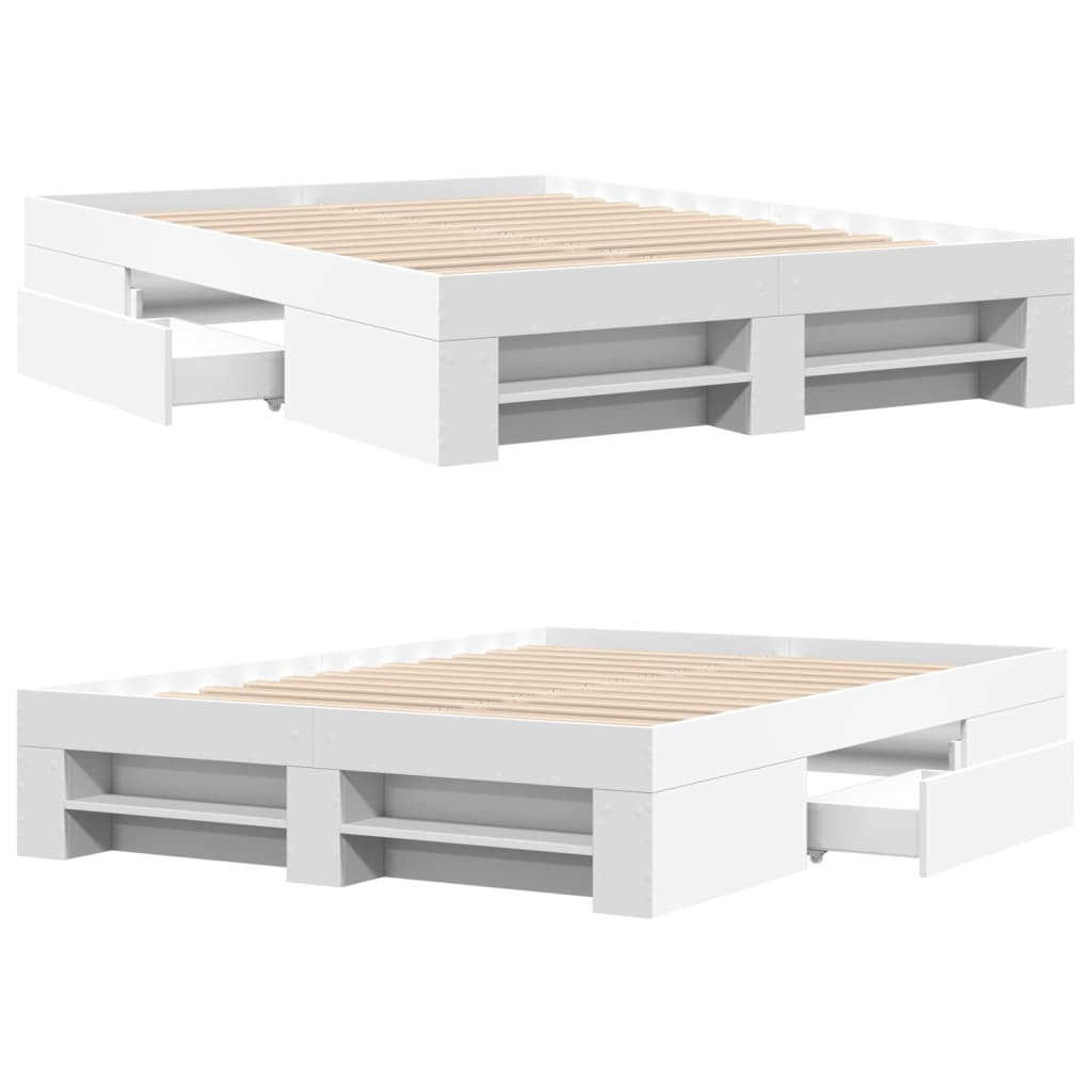 Modern Wooden Double Size 135cm Bed Frame Base With Drawers & Storage Compartments