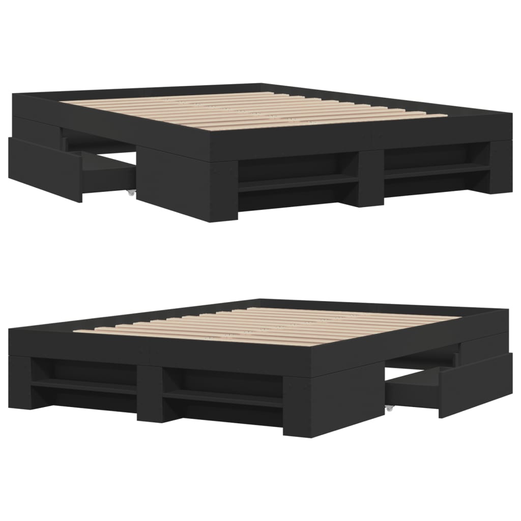 Modern Wooden Double Size 135cm Bed Frame Base With Drawers & Storage Compartments