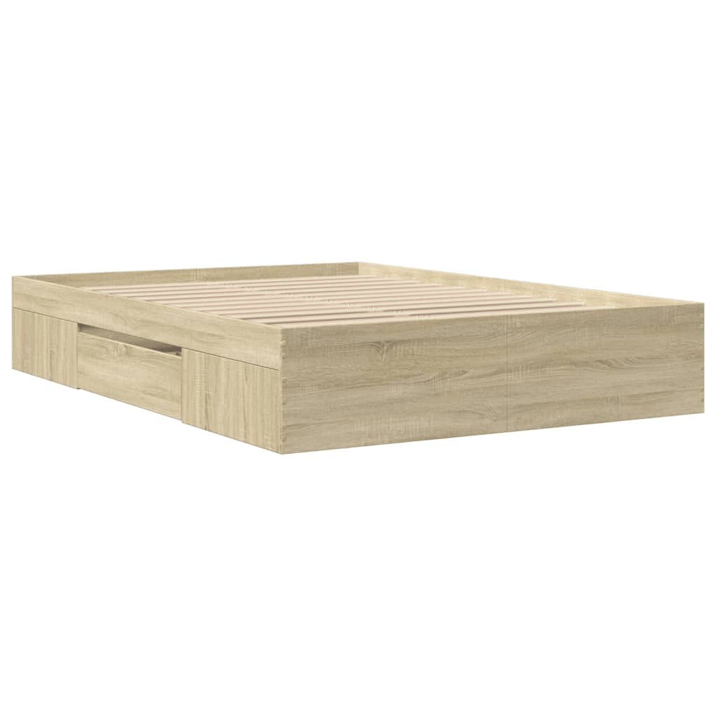 Modern Wooden Double Size 135cm Bed Frame Base With Drawers & Storage Compartments