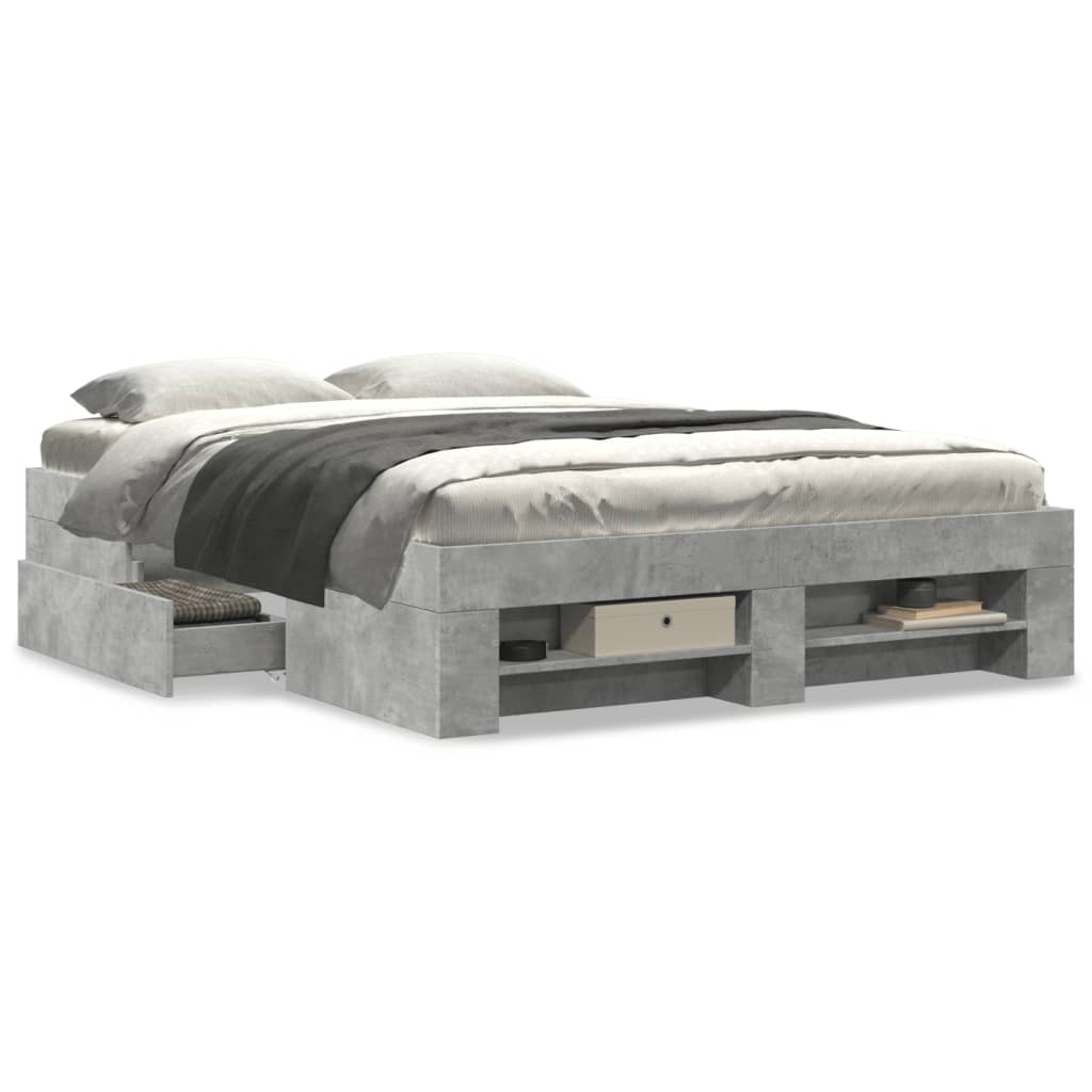 Modern Wooden Double Size 135cm Bed Frame Base With Drawers & Storage Compartments