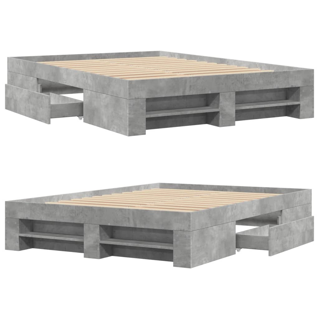 Modern Wooden Double Size 135cm Bed Frame Base With Drawers & Storage Compartments