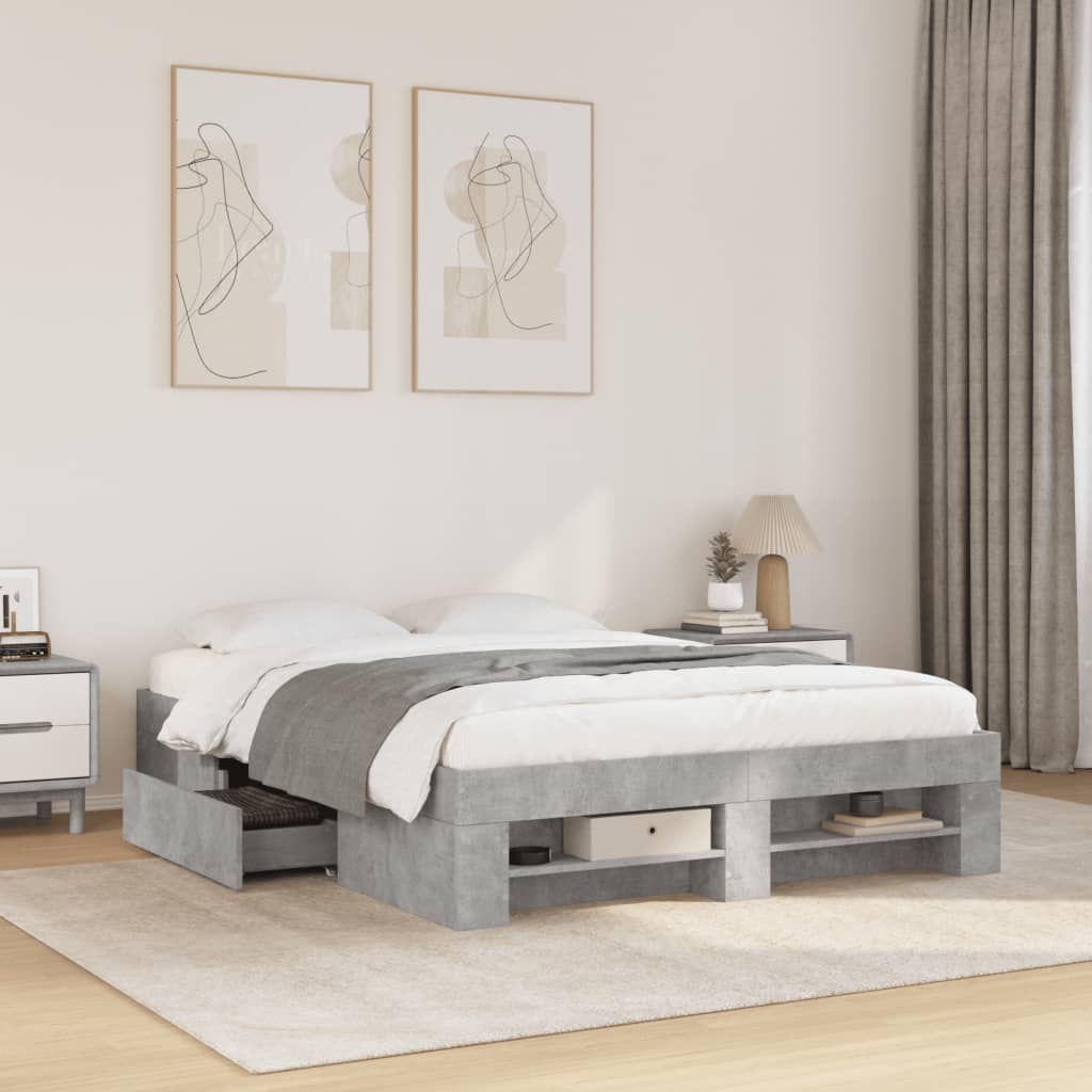 Modern Wooden Double Size 135cm Bed Frame Base With Drawers & Storage Compartments